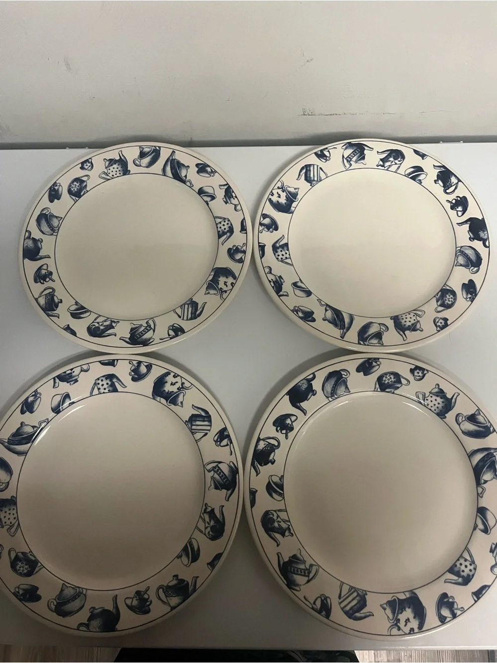 Vintage Pier 1 Angleterre Blue Teapot Dinner Plate 10